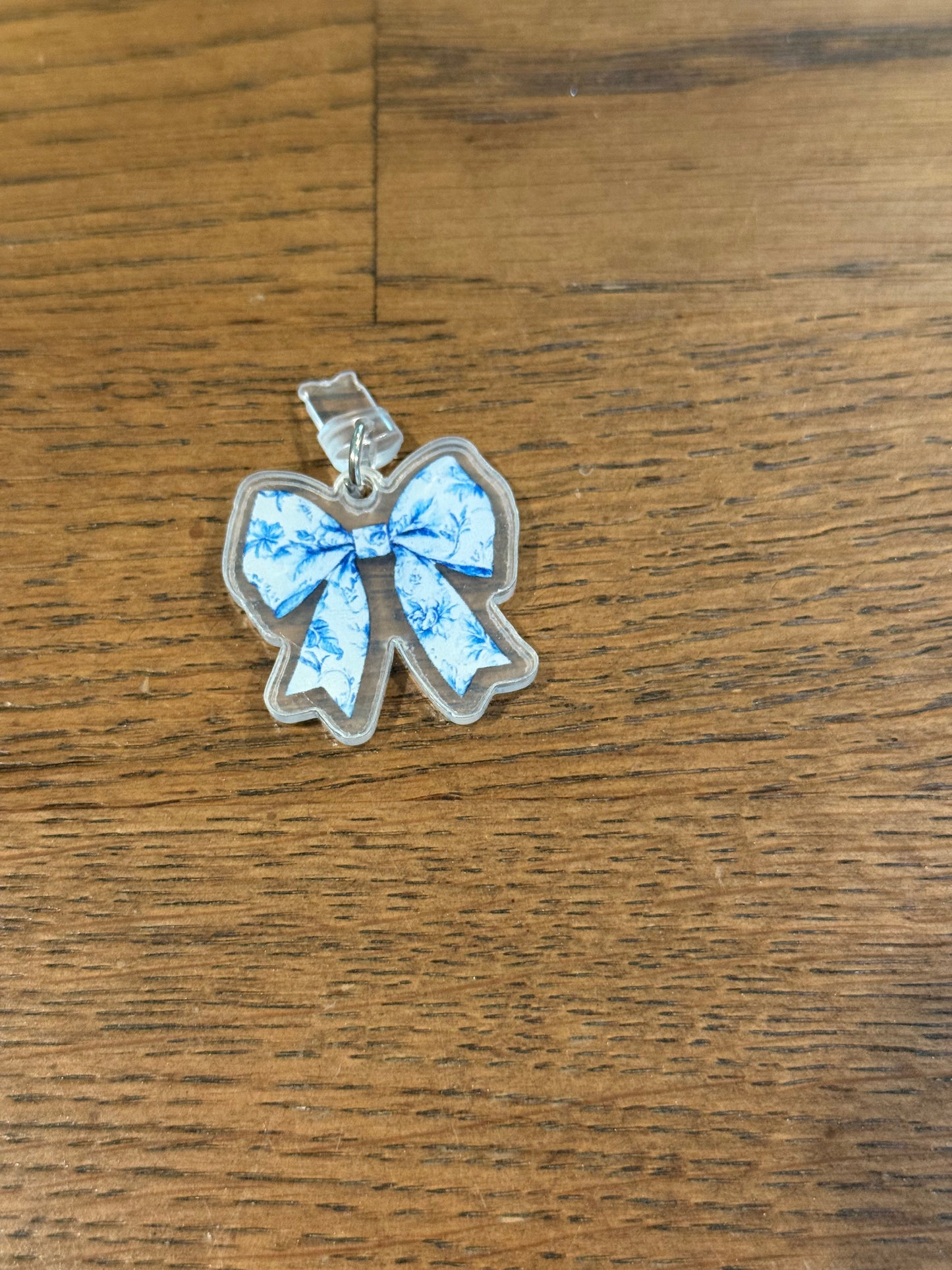 Blue and White Bow micro-usb Kindle Charm