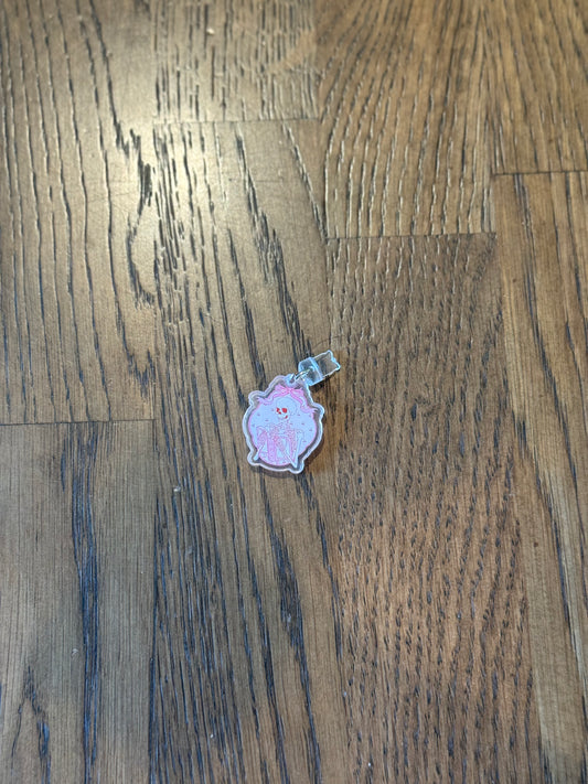 Pink Skeleton Reading micro-usb Kindle Charm