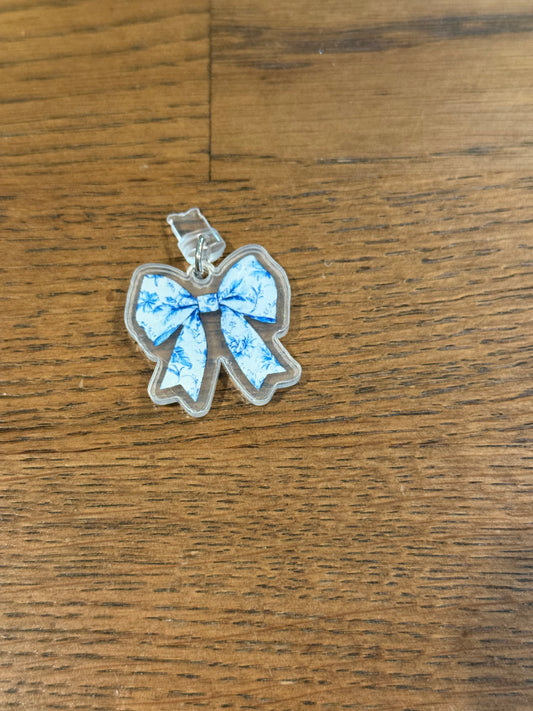 Blue and White Bow micro-usb Kindle Charm